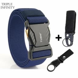 Luxury Metal Quick Release Pluggable Buckle Elastic Belt For Men Durable Tactical Belts Cowboy Outdoor Stretch Army Belt Hunting