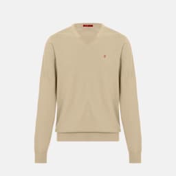 CH Men's V-Neck Sweater Slim Fit Long Sleeve Knit Pullover with Small Embroidery Business Casual Top