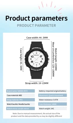 Sanda 9074 Trendy Design Soft Student Watch TPU Strap 50M Depth Waterproof Quartz Movement Children Fashion Sports Wrist Watch