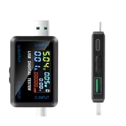 Multi-function USB Type-C Digital Tester DC4.5~36V Voltmeter Ammeter Power Capacity Resistance Temperature Meter IPS Display Fast Charging Protocol Detector Support Screen Off Function