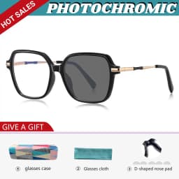 VKYEE Classic Retro Large Framed Glasses Anti-Blue Light Glasses Photochromic Customizable Prescription Glasses PFD2211