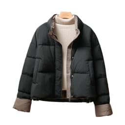 Women's Winter Top Coat Cotton Coat Stand-up Collar Color Block Thickened Simple Comfortable Casual Design Fashion Versatile New