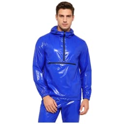 Mens Waterproof Sweatshirt Windproof Long Sleeve Front Kangaroo Pocket Hoodie Raincoat Hiking Camping Windbreaker Rain Jackets