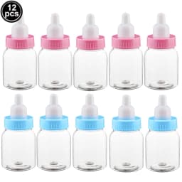 12pcs Feeder Style Candy Bottle for Baby Shower Favors Fillable Mini Bottle Candy Gift for Boy Girl Newborn Baptism Birthday