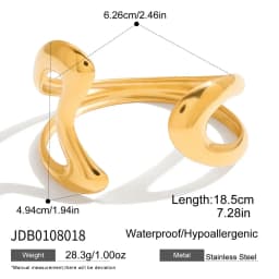 Uworld Minimalist Line Double Layered Hollow Asymmetric Wave Bracelet 18K PVD Plated High Quality Texture Charm Jewelry