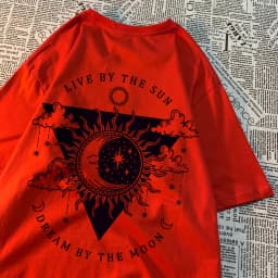 Live By The Sun Dream By The Moon Tshirt Men Women Hip Hop Cotton Casual Tops Pattern Sweat Summer Clothing Fashion Loose Tshirt