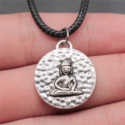17 Styles Buddha Statue Pendant Necklace Black Leather Cord Chain Necklace Factory Price Handmade Jewelry