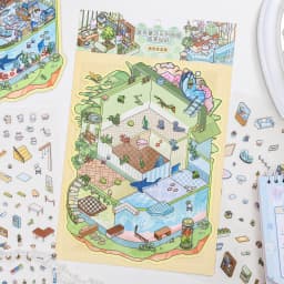 Plus Size 3D Cartoon Castle Town Landscape Sticker Scene DIY Toy Game Scrapbook Sticker Festival Birthday Gift for Kid Child