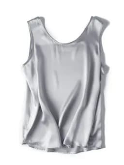 SuyaDream. Women Basic Cozy Tanks, 100% Real Silk, O Neck Sleeveless Chic T Shirt, 2025 Solid Summer Vests, White, Pink, Beige