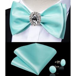 Classic White Selr-tie Bowtie with Ring Pocket Square Cufflinks Set Fashion Solid Men's Bow Tie for Wedding Groom Business Knots