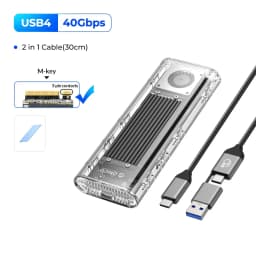 ORICO 40Gbps M.2 NVMe SSD Enclosure with Built-in Cooling Fan, Tool-Free External Hard Drive Enclosure for Thunderbolt 3/4 USB4
