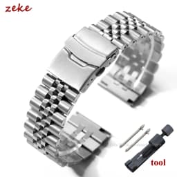 Solid Stainless Steel Watch Bracelet for Jubilee for Seiko SKX007/009 Silver Metal Watch Band 18mm 20mm 22mm Folding Clasp Strap