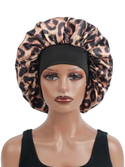 1PC Unisex Leopard Print Single-Layer Sleep Cap Soft Comfortable Hair Protection Hat for All Hair Types