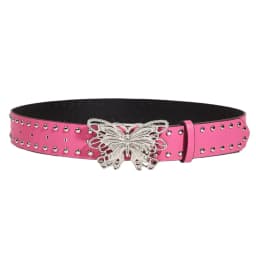 3.8x105cm Retro Punk Style Rivet Belt with Butterfly Metal Buckle Wide Belt Fashion Waistband Women's Jeans Pants Y2K Belt