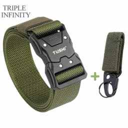 Quick Release Pluggable Metal Buckle Canvas Tactical Belt For Drilled Tough Nylon Belt For Men Durable Webbing Belts Training