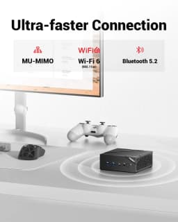 FIREBAT MINI PC AM02 AMD Ryzen 5 6600H 16GB LP DDR5 512GB SSD Windows 11 WIFI6 BT5.2 Portable Desktop Computer Network Port HDMI