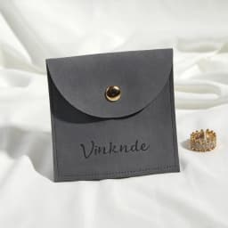 100pcs Soft Microfiber Jewellery Pouches Half Circle Snap Flap Custom Logo Suede Button Bag For Earring Ring Jewelry Packaging