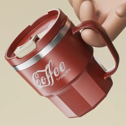 WORTHBUY 400/480ML 304 Stainless Steel Coffee Cup With Lid&Handle Double Layer Coffee Mug Drinkware Reusable Insulated Water Cup