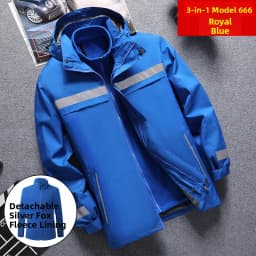 High-Speed Reflective Thickened Cotton Jacket Men's Fleece-Lined Printed Workwear Winter Outdoor Style Removable Hat Business...