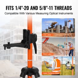 SucceBuy Laser Level Tripod 1/4"-20 & 5/8"-11 Thread Mount 40.94-133.85in Height Adjustment with Level Bubble & Heavy-duty Stand