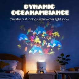 360° Rotating Dynamic Night Light USB Rechargeable LED Ocean Projector Lights Adjustable Ambient Lamp for Game Living Room Decor
