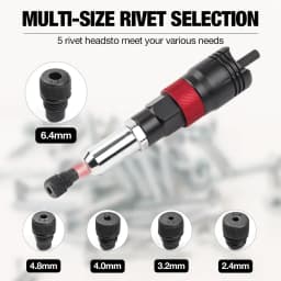 Electric Rivet Gun Electric Drill Rivet Gun Adapter Cordless Riveting Tool Kit Plug-in Rivet Tool 2.4mm/3.2mm/4.0mm/4.8mm/6.4mm