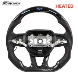 Real Carbon Fiber Smart Colored LED Steering Wheel for Dodge Charger Challenger Durango Srt Hellcat 2015-2026 (Heated)