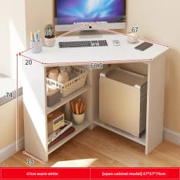 Modern Corner Desk with Bookshelf Storage for Home Office and Study Corner Writing Desk with Storage Shelves for Small Space