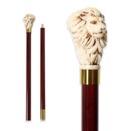 Antique Resin Lion Head Walking Stick Red Wood Detachable Walking Cane Elegant Decorative Party Accessory for Men And Women