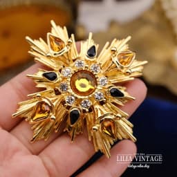 Pre-loved Western antique brooch cross star crystal corsage Vintage Clothing Coat Buckles Pines Gift dress accessories