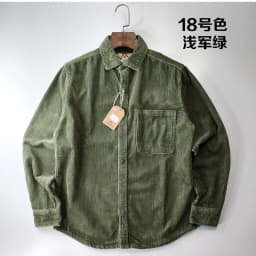 Autumn Winter New American Retro Long-Sleeve Lapel Corduroy Shirt Men's Fashion 100% Cotton Washed Single Pocket Casual Blouses