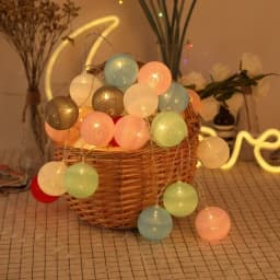4CM Cotton Ball Light String Garland Fairy Lamp LED Holiday Wedding Party Home Bed Decoration Battery box Valentine's Day