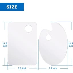 2 Pack 11.8 x 7.9 Inch Acrylic Clear Paint Palette with Thumb Hole Easy Clean Non-Stick for Oil Watercolor Art Painting Palette