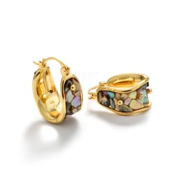 22K Gold Plated Shell Huggie Earrings with Cubic Zirconia Women's Luxury Hoop Earrings |Elegant Party Jewelry Daily Wear