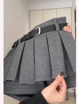 Spring American Style Skirt Women's Anti-Light A-Line Half-length Bicolor Pleated Short Skirt Commuter High Waist Polyes...