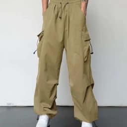 Chic Matching Loose Women's Wide Leg Pants Elastic Waist Drawstring Patchwork Straight Leg Pant Casual Streetwear New Sportswear