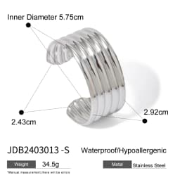 Uworld Unique Stainless Steel Metal Wide Cuff Open Bracelet Bangle 18K Gold PVD Plated Waterproof Fashion Essential Jewelr