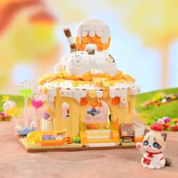 Keeppley New Product Cute Cat Street View Building Block Assembly Toy Furniture Decoration Creative Children's Toy Birthday Gift