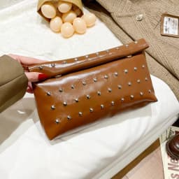 Light Luxury Clutch Bag Glitter PU Leather Evening Bag Rivet Solid Color Handbag For Banquet Dance
