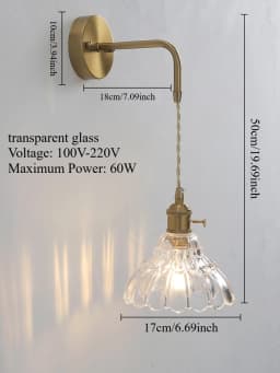 Modern Floral Glass Wall Lamp With a Switch For Bedroom Room Decoration Study Led Lights Mirror Light Nordic Wall Sconce