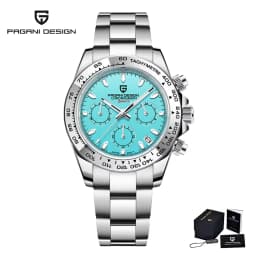 PAGANI DESIGN Chronograph Watch for Men 40mm Stainless Steel Quartz Wristwatch Sapphire Crystal Analog VK63 PD1727 Men's Gift