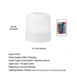 GGbingo Premium Rechargeable LED Night Light Remote Control Touch Switch RGB Dimmable Portable Reading Lamp Bedroom