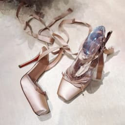 European and American Niche High-heeled Square Toe Ankle Strap Satin Bow Ballet Toe Cap Red Sole Plus Size Women's Sandals