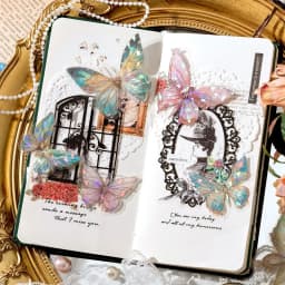 20pcs/pack Stickers Ice Crystal Laser Butterfly Laser Gold DIY Decorative Scrapbooking Material Collage Sticker Journal