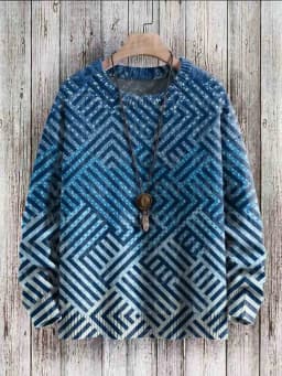 Vintage Geometry Art Print Casual Knit Pullover Sweater Women For Men Sweater