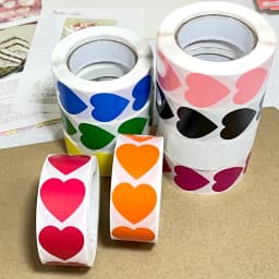 500Pcs Chroma Labels Stickers Color Code Dot Labels Stickers 1 Inch Heart Red, ,Yellow,Blue,Pink,Black,Stationery Stickers