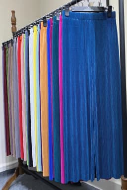 Summer Thin Chiffon Wide Leg Pants For Women Casual Candy Color Loose Long Pants Lady Solid Color Straight Pleated Trousers