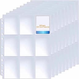 9 Pocket Trading Gaming Card Sleeves Storage Wallet Album Binder Pages Collection Coin Holders Sleeves YuGiOh Photo Albums