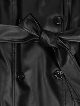 Mauroicardi Spring Autumn Waterproof Black Soft Pu Leather Trench Coat for Women Belt Double Breasted Floor Length Overcoat 2025
