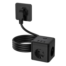 6-in-1 Power Strip Wall Socket Extender with 2M Extension Cable 3 AC 2 USB 1 Type-C Ports PD 20W Fast Charging Max 3680W(16A)